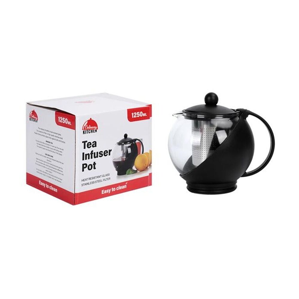 Culinary Kitchen 4 Cup Tea Infuser Pot W/ Stainless Steel 1250ml