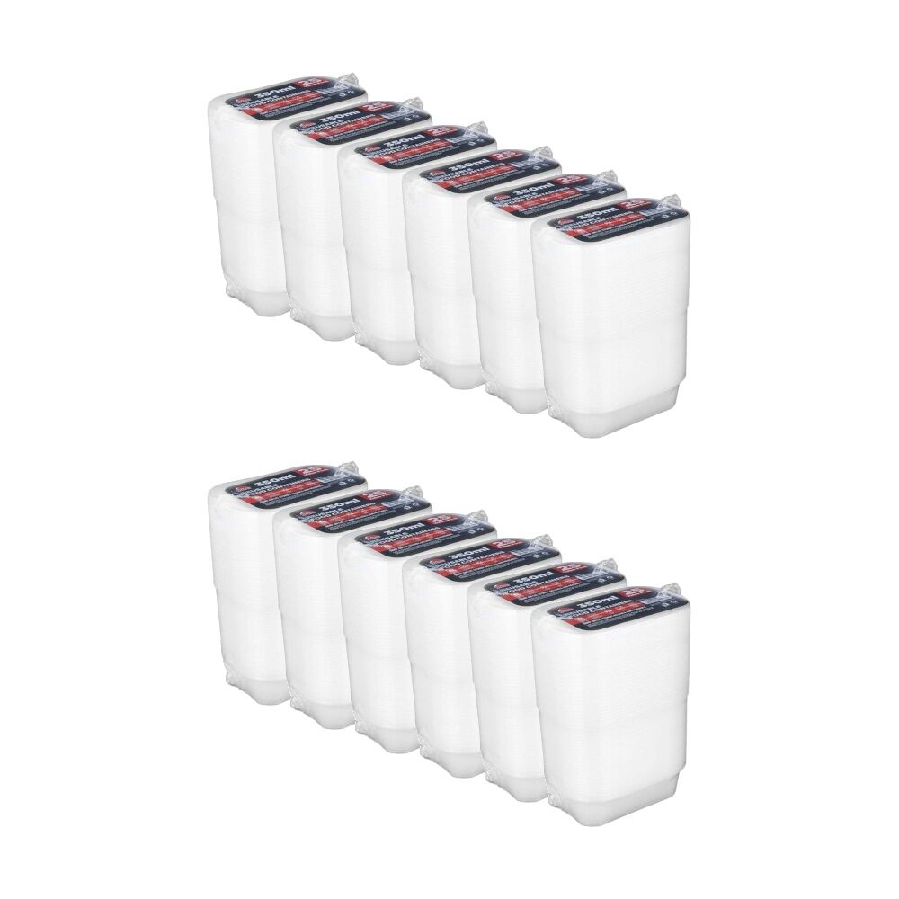 12x 25pc Braz Reusable Rectangular Food Storage Containers W/ Lids 350ml Clear