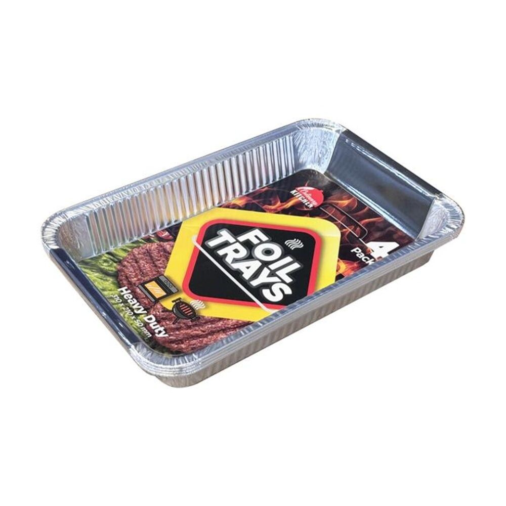 12x 4pc Braz Aluminium Foil Disposable Rectangle Trays Small 31x21x5cm Silver