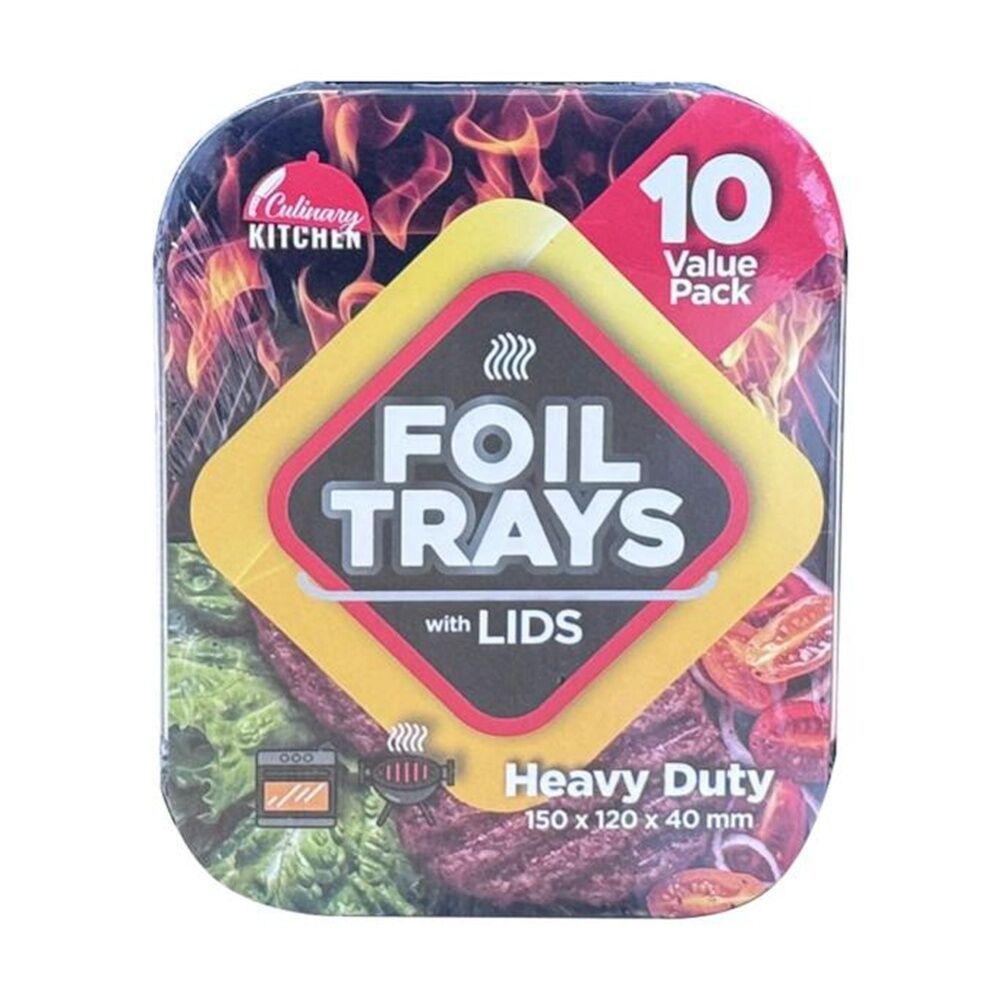 12x 10pc Braz Aluminium Foil Disposable Rectangle Trays W/ Lids 15x12x4cm Silver