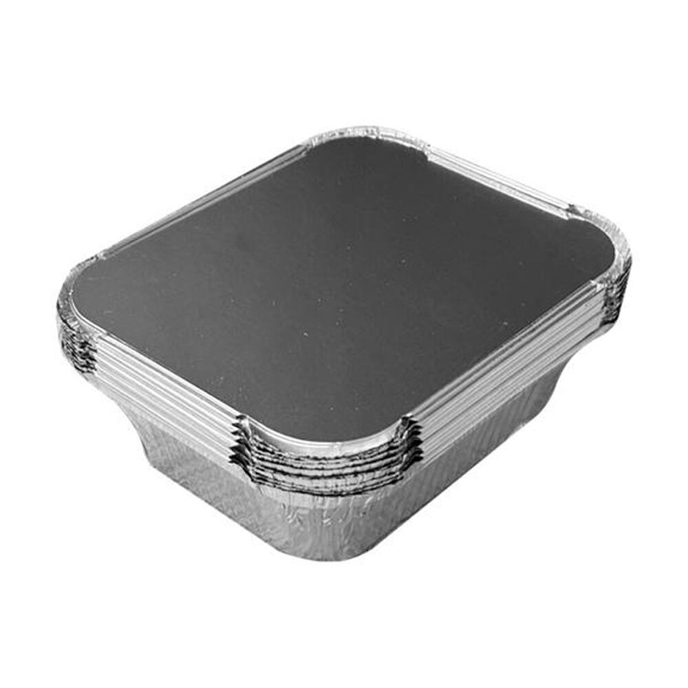 24x 10pc Braz Aluminium Foil Disposable Rectangle Trays W/ Lids 15x12x4cm Silver