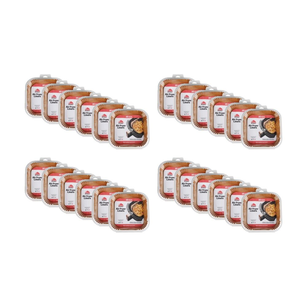 24x 20pc Braz Square Non-Stick Heat Resistant Air Fryer Liners 20x5cm
