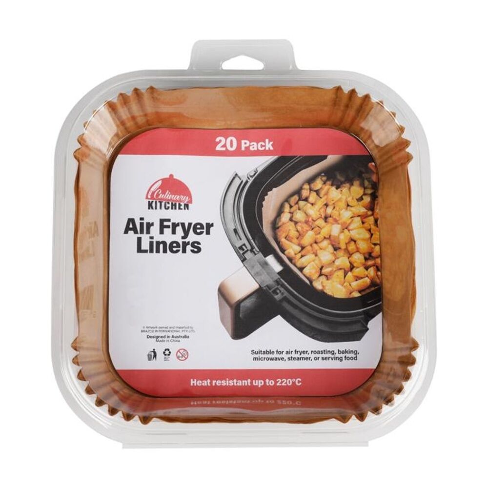 24x 20pc Braz Square Non-Stick Heat Resistant Air Fryer Liners 20x5cm