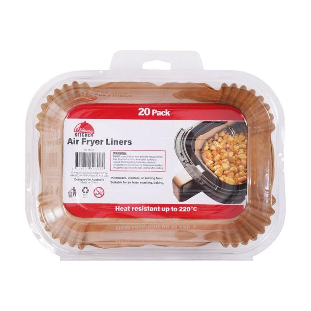 12x 20pc Braz Non-Stick Heat Resistant Air Fryer Liners 21x14x5cm
