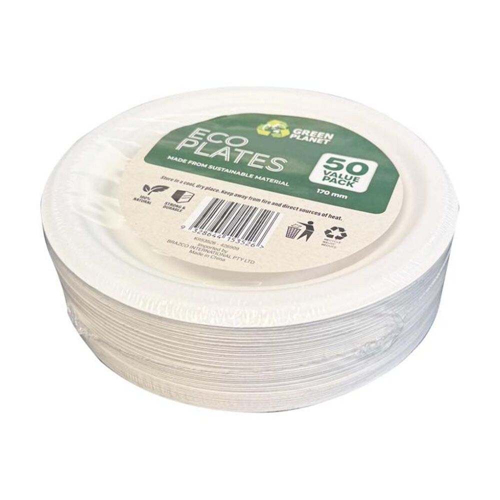 4x 50pc Braz Earth Friendly Disposable Plates Tableware Serveware 17cm