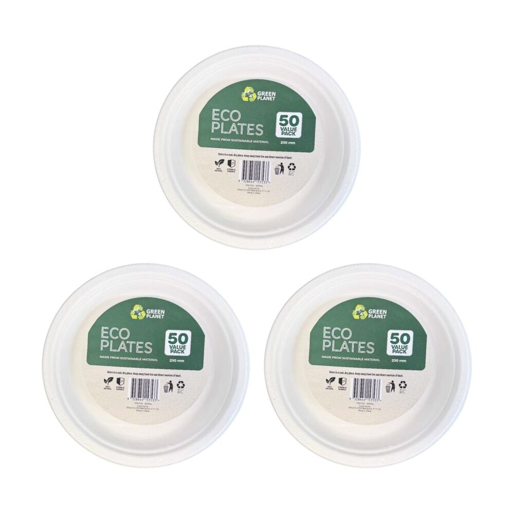 3x 50pc Braz Earth Friendly Disposable Plates Tableware Serveware 23cm