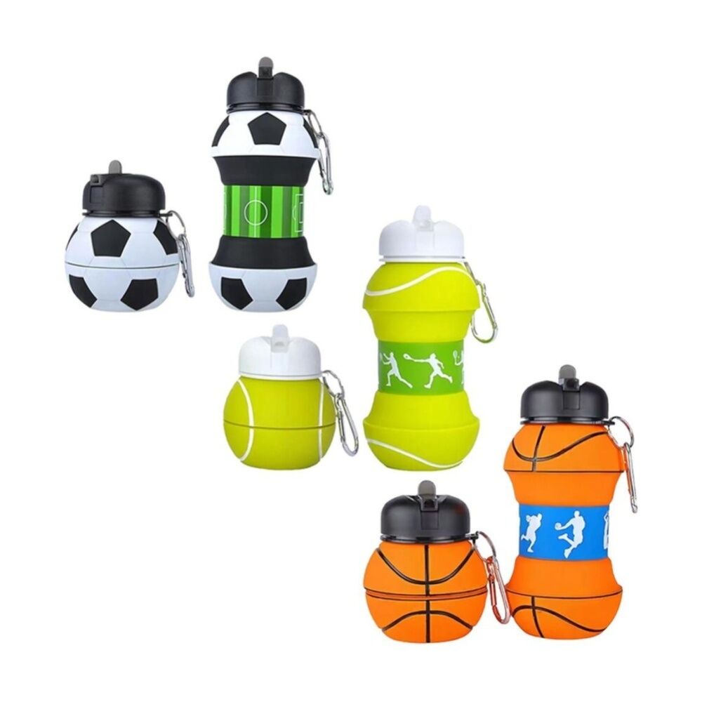 6PK Braz PopUp Sport Water Drinking Bottle 550ml Tennis/Basketball/Soccer Assrtd