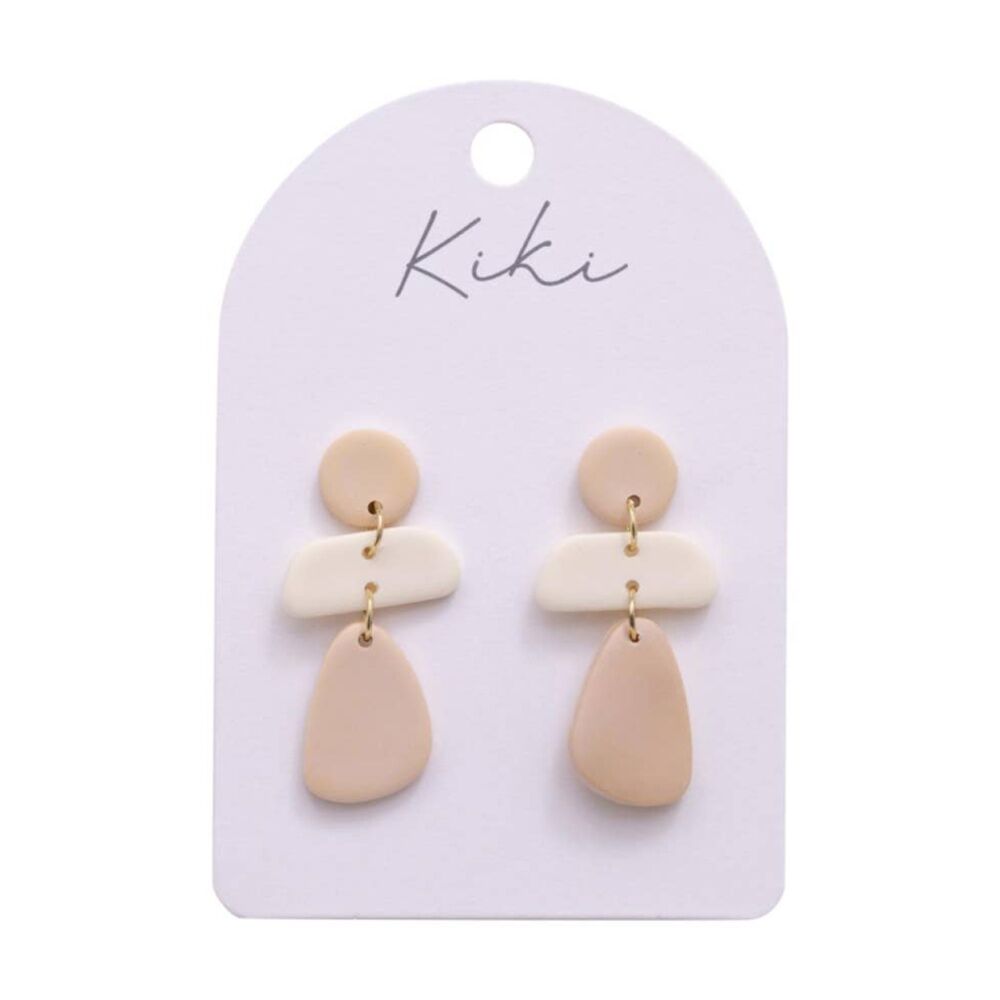Kiki Morph Drops Earrings Lightweight Clay Metal Statement Beige