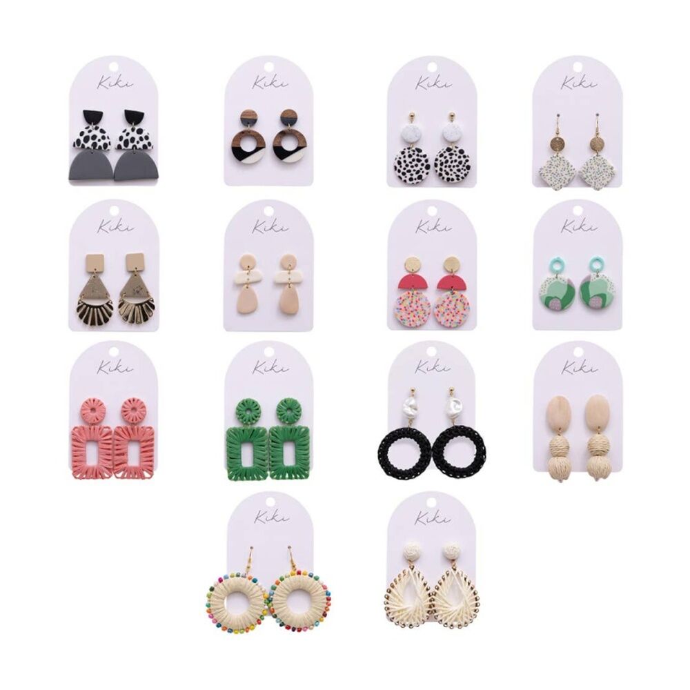 Kiki Morph Drops Earrings Lightweight Clay Metal Statement Beige