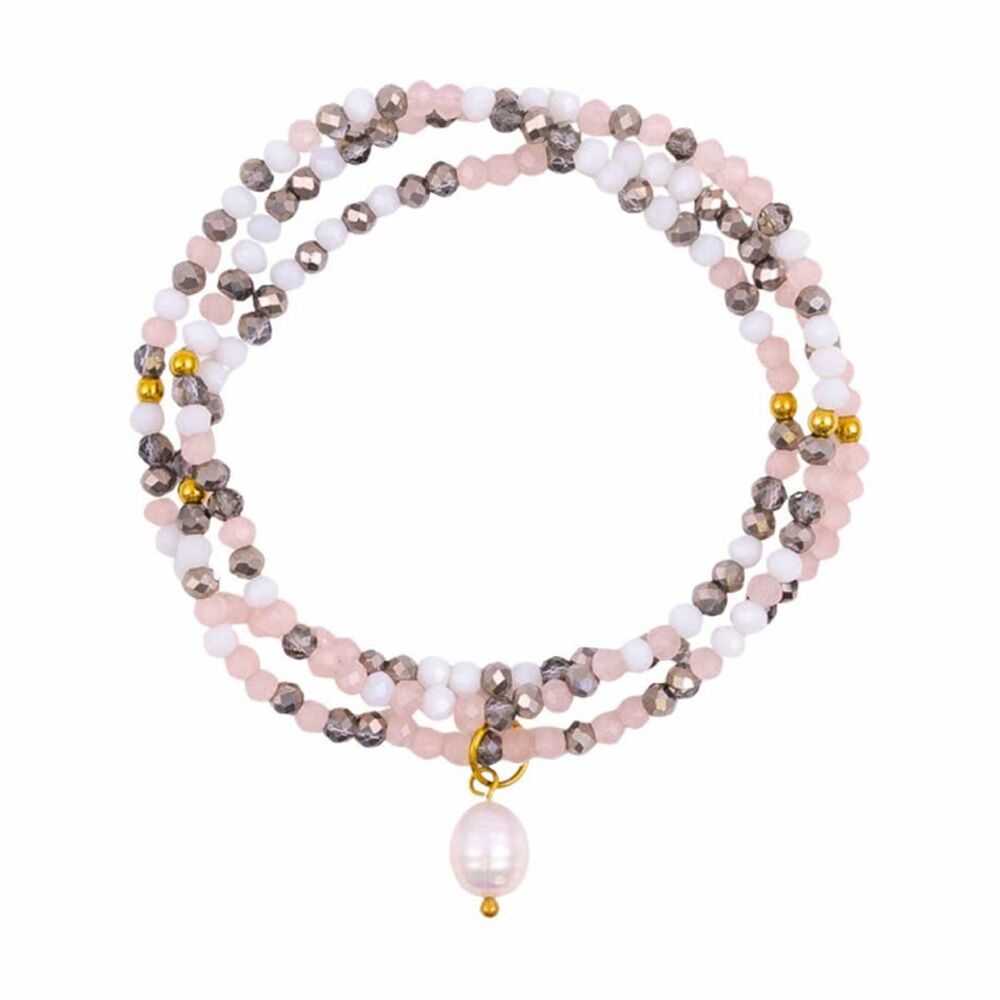 Kiki Aurora Crystal Wrap Jewellery Bracelet Necklace Stainless Pink
