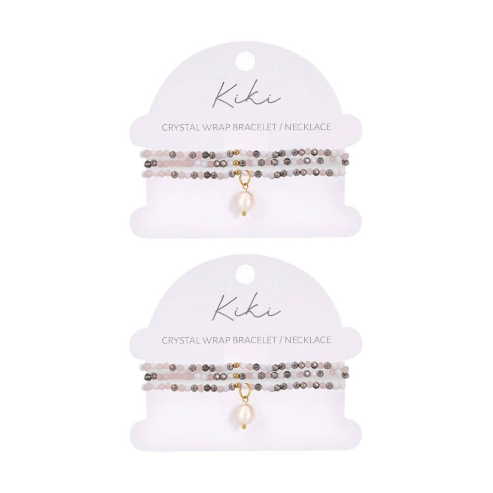 2PK Kiki Aurora Crystal Wrap Jewellery Bracelet Necklace Stainless Pink