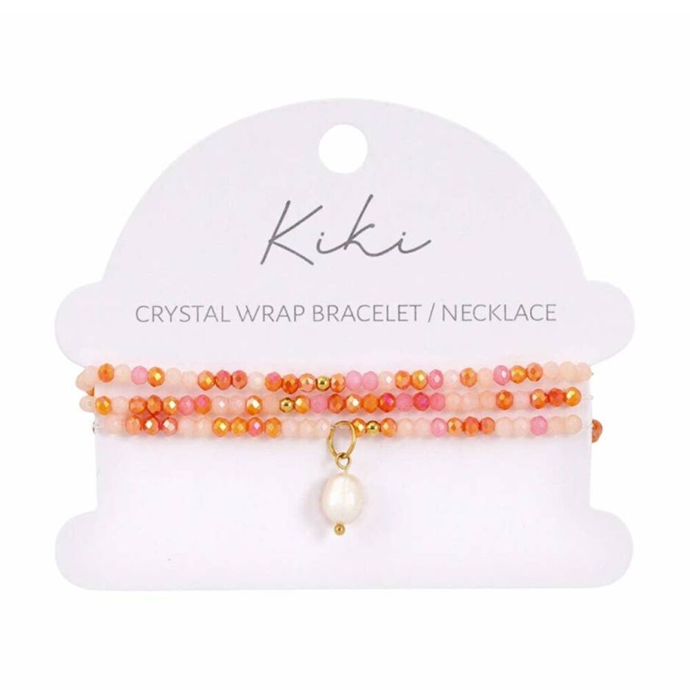 Kiki Blush Bloom Crystal Wrap Jewellery Bracelet Necklace Orange Pink White