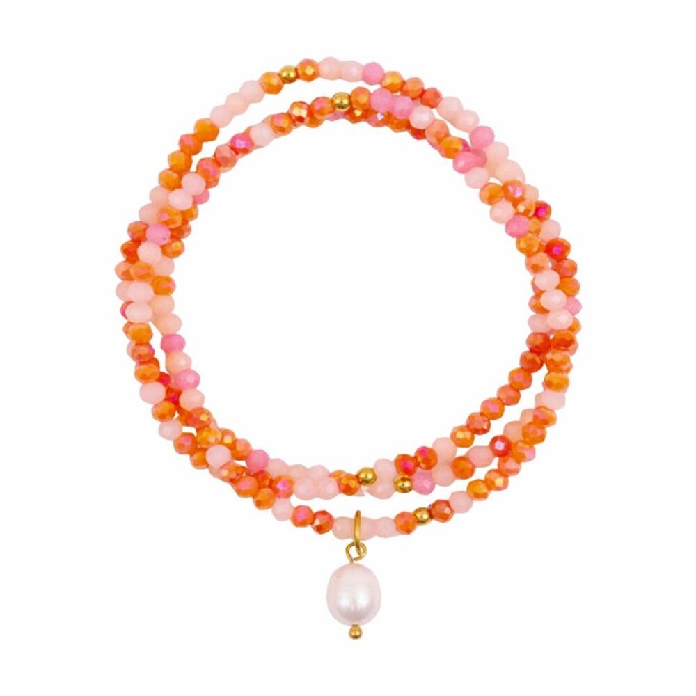 Kiki Blush Bloom Crystal Wrap Jewellery Bracelet Necklace Orange Pink White
