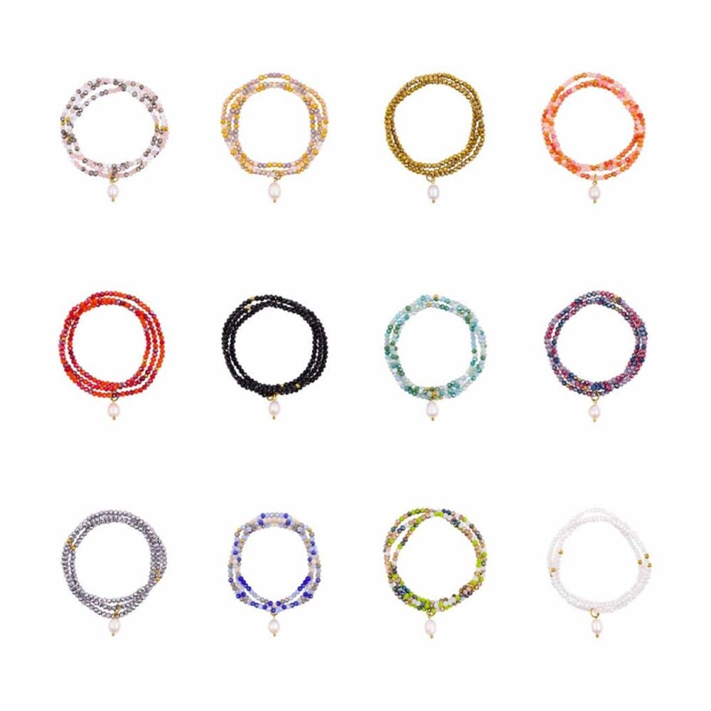 Kiki Blush Bloom Crystal Wrap Jewellery Bracelet Necklace Orange Pink White