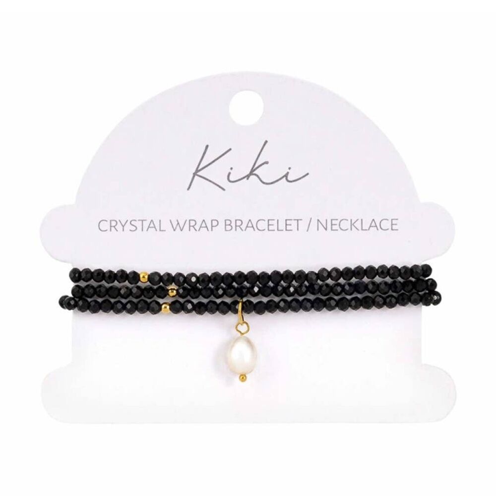 2PK Kiki Obsidian Dream Crystal Wrap Jewellery Bracelet Necklace Black