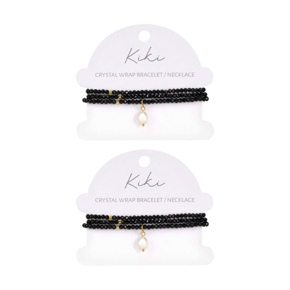 2PK Kiki Obsidian Dream Crystal Wrap Jewellery Bracelet Necklace Black