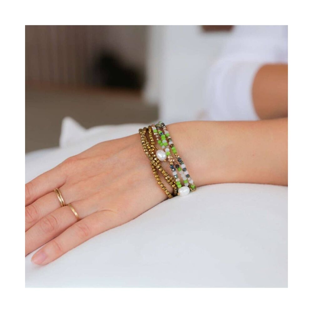 Kiki Oracle Crystal Wrap Jewellery Bracelet Necklace Green White Gold