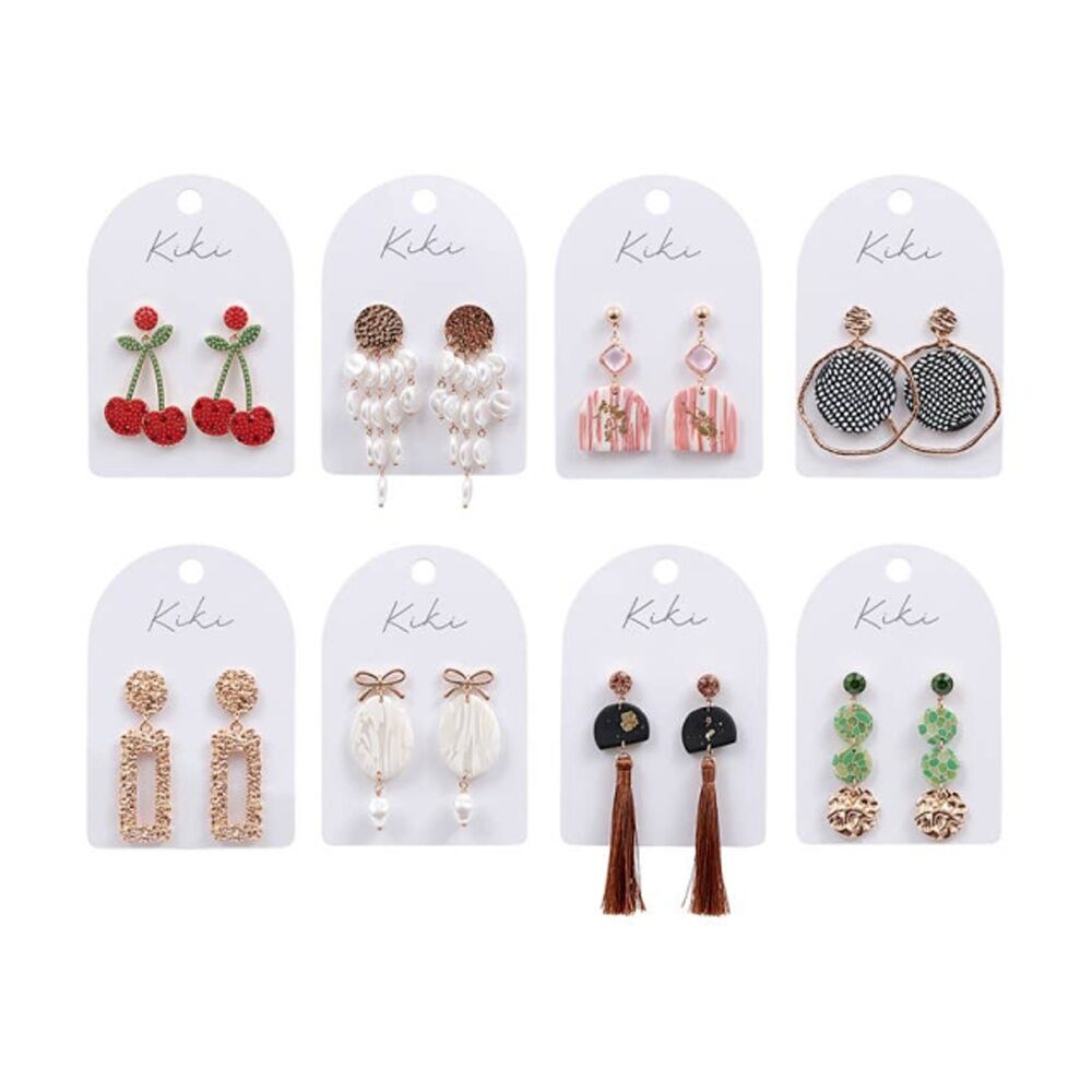 Kiki Blush Glimmer Arch Earrings Stainless Steel Clay Pink White