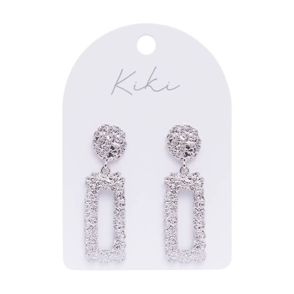 Kiki Luxe Rectangle Earrings Stainless Steel Lightweight Silver