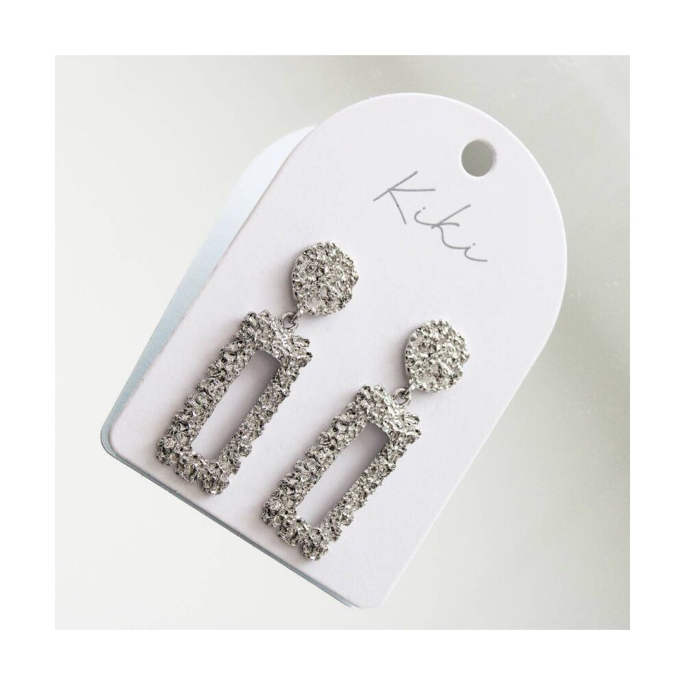Kiki Luxe Rectangle Earrings Stainless Steel Lightweight Silver