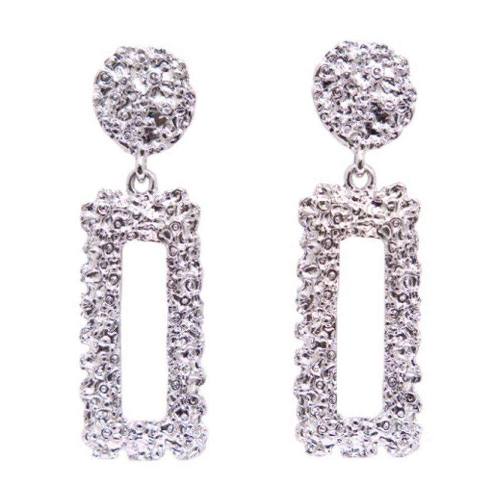 Kiki Luxe Rectangle Earrings Stainless Steel Lightweight Silver