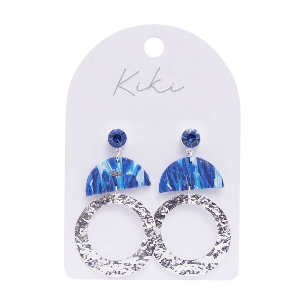Kiki Drops Earrings Stainless Steel Clay Lightweight Silver Blue