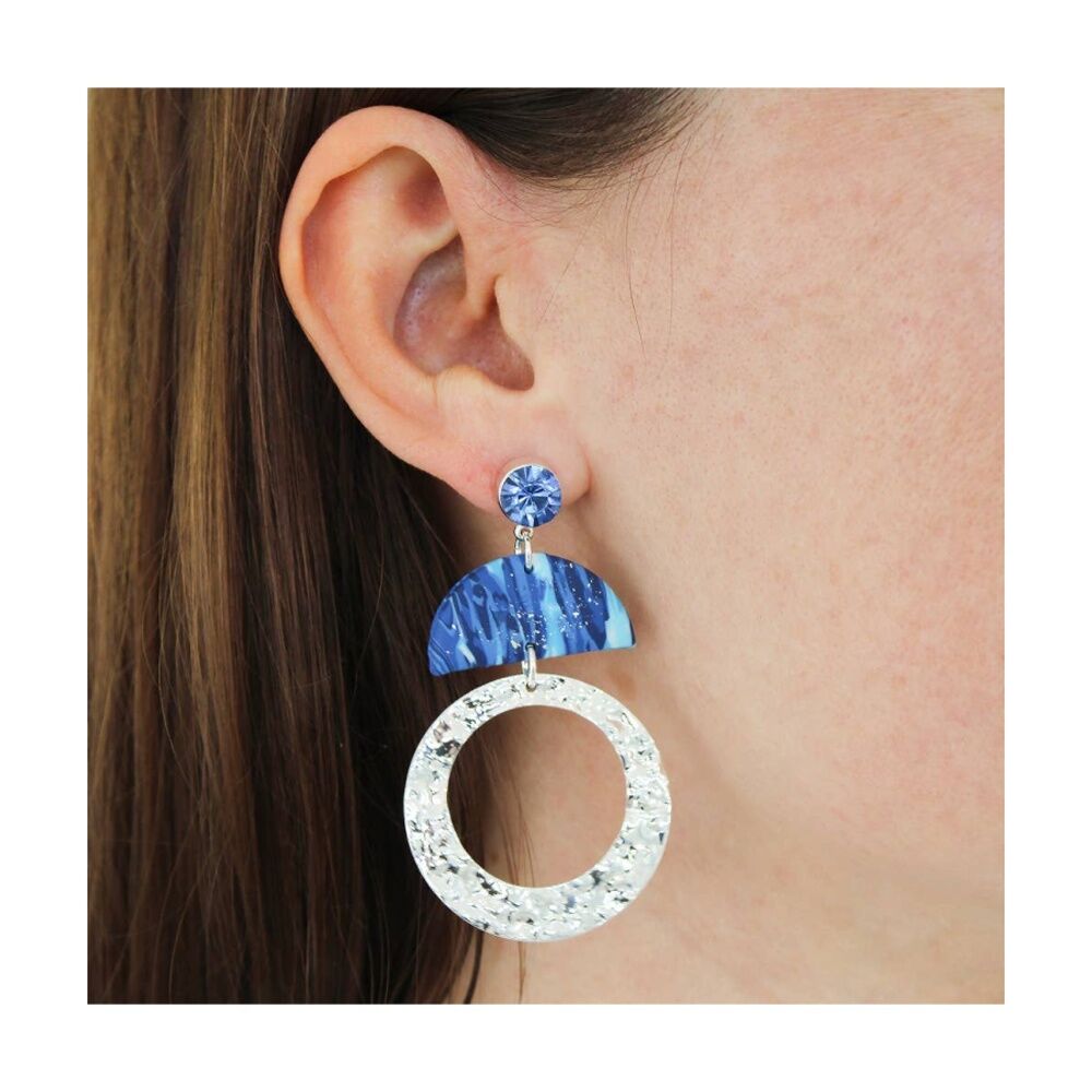 Kiki Drops Earrings Stainless Steel Clay Lightweight Silver Blue