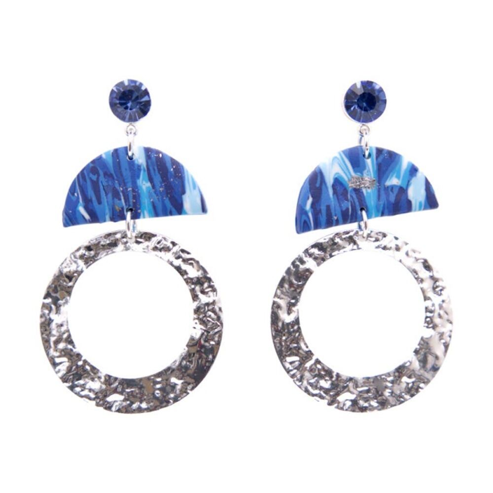 Kiki Drops Earrings Stainless Steel Clay Lightweight Silver Blue