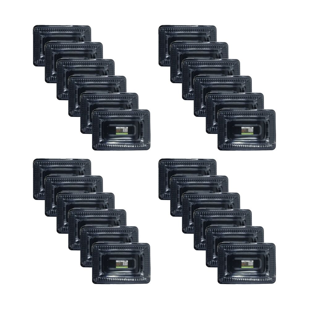 24x Topchef Reusable Plastic Serving Tray Food Storage Bowl W/ Clear Lid Black