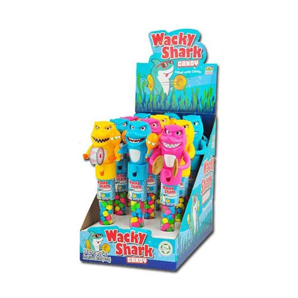 12PK Kidsmania Wacky Shark Sweets/Candy Tube Kids Toy 13g Assorted