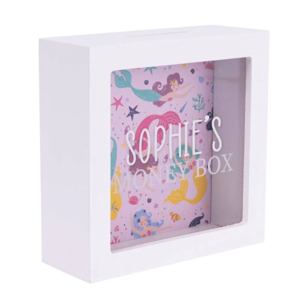 Splosh Kids Money Box Sophie Personalised Name White Pink 13x5x13cm