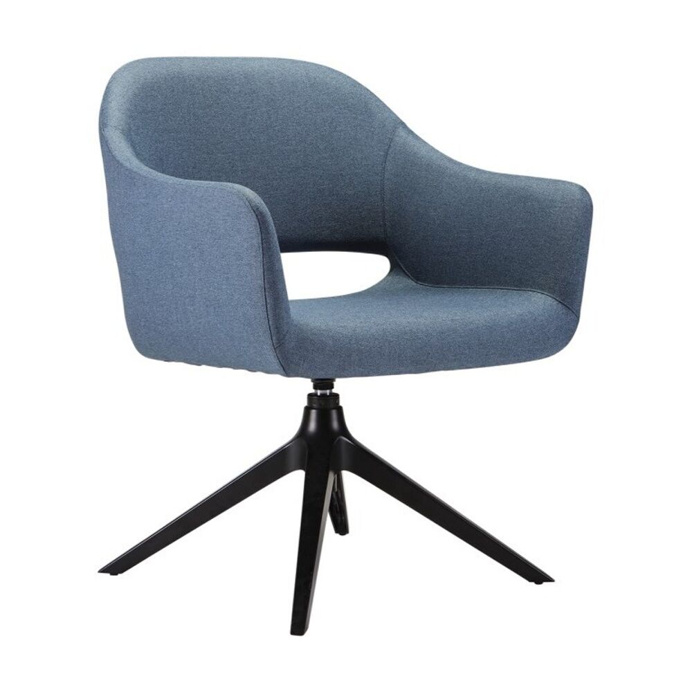 Konfurb Saron Chair Blue Fabric 4 Star Swivel Base Curved Design