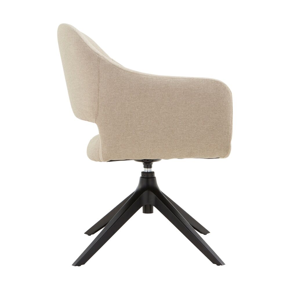 Konfurb Saron Chair Taupe Fabric 4 Star Swivel Base Curved Design