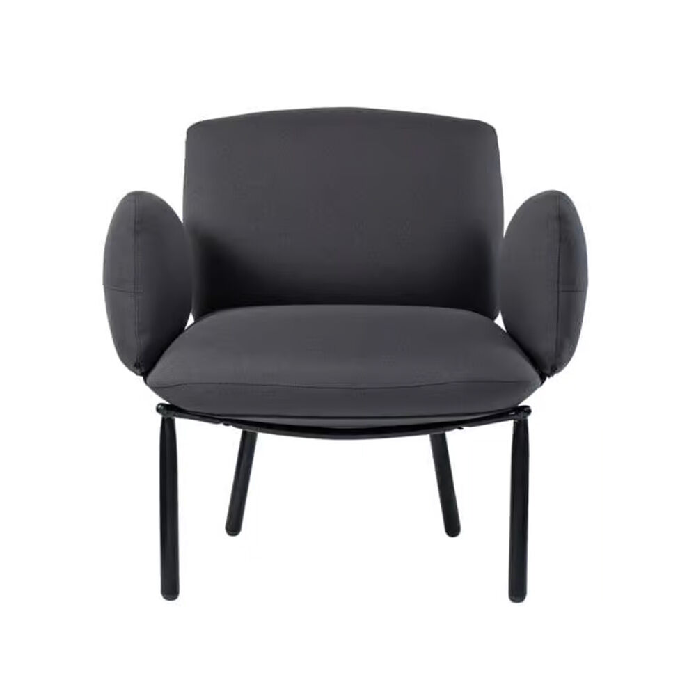 Konfurb Nebu Armchair Grey Fabric Black Frame Curved Design 78.5x69cm