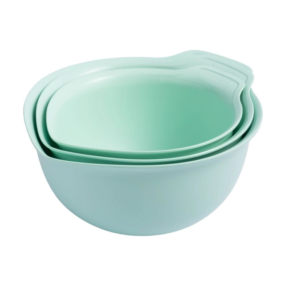 3pc KitchenAid Universal Nesting Plastic Mixing Bowls Multisize Set Spearmint