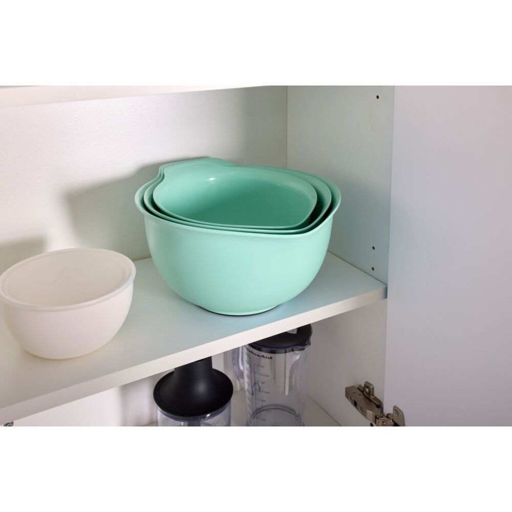 3pc KitchenAid Universal Nesting Plastic Mixing Bowls Multisize Set Spearmint