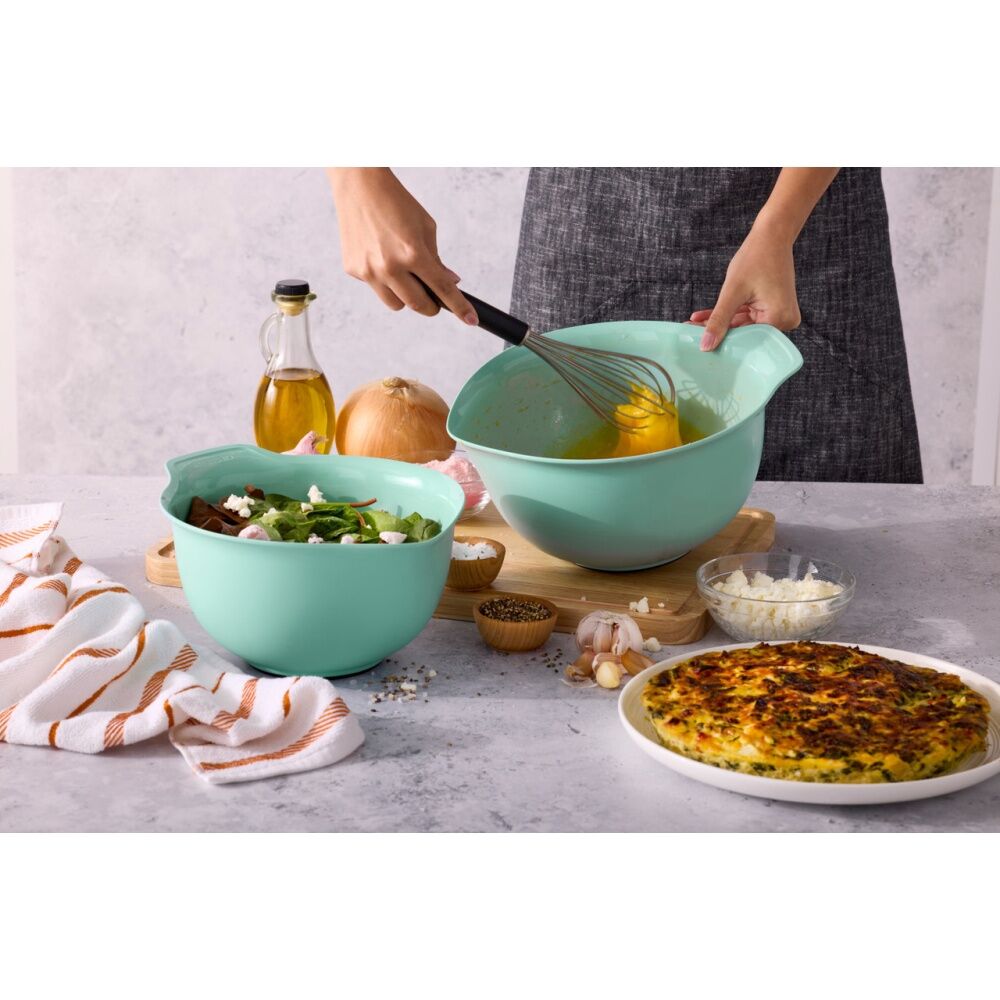 3pc KitchenAid Universal Nesting Plastic Mixing Bowls Multisize Set Spearmint