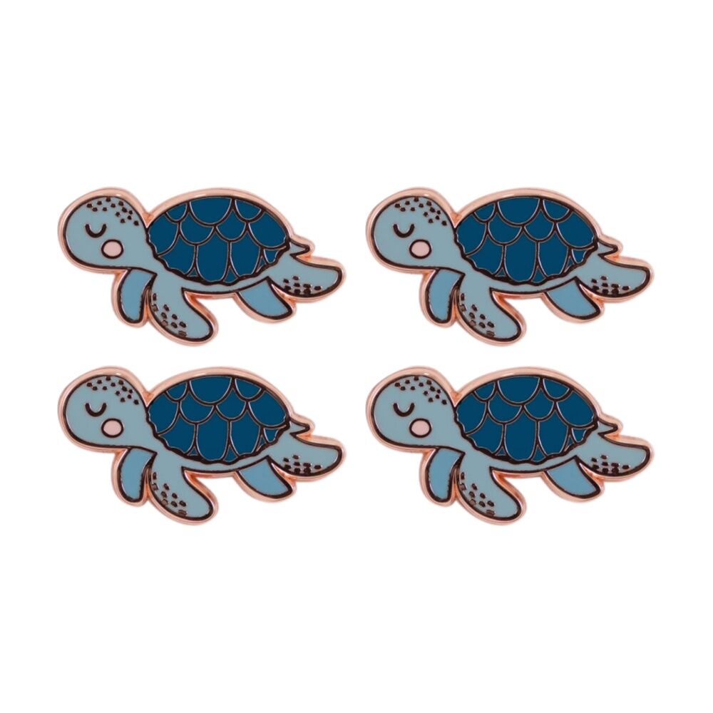 4PK Splosh Turtle Friend Keepsake Pin Enamel Rose Gold Blue Pink 3x1x2.5cm