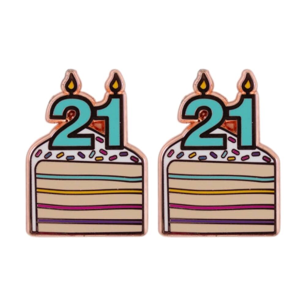 2PK Splosh 21st Birthday Keepsake Pin Multi-Coloured Rose Gold 3x1x2.5cm