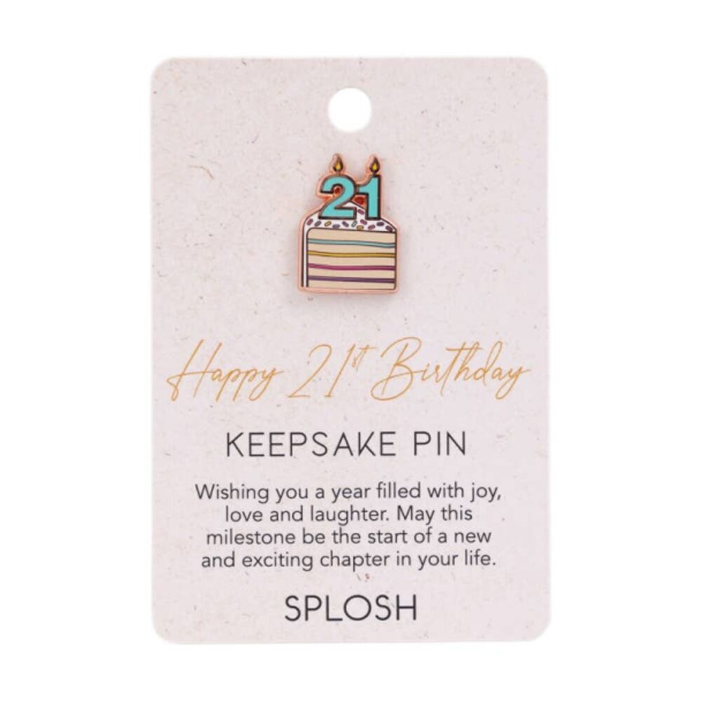 2PK Splosh 21st Birthday Keepsake Pin Multi-Coloured Rose Gold 3x1x2.5cm