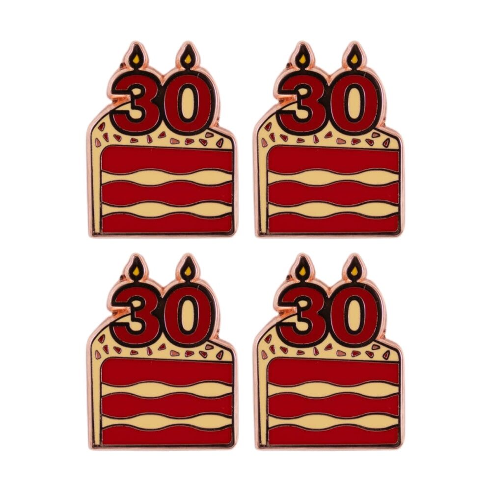 4PK Splosh 30th Birthday Keepsake Pin Enamel Rose Gold Red Beige 3x1x2.5cm
