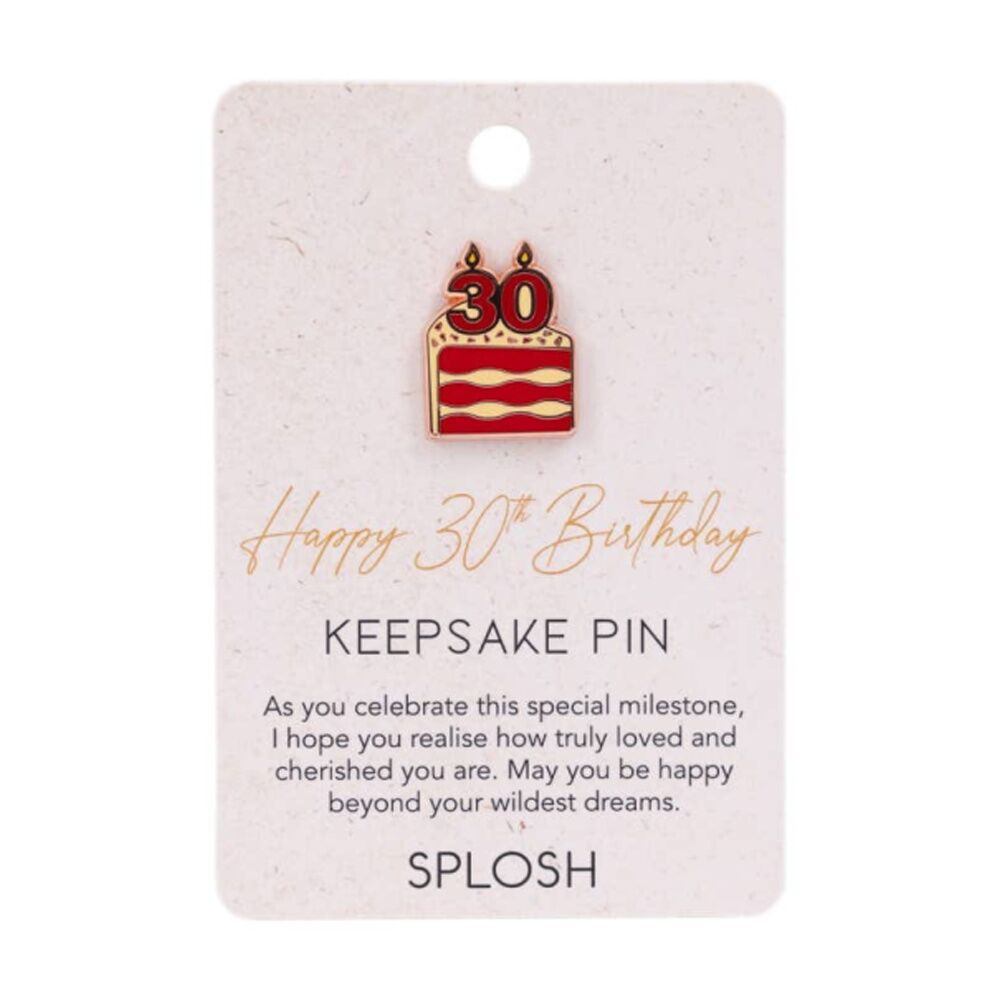 4PK Splosh 30th Birthday Keepsake Pin Enamel Rose Gold Red Beige 3x1x2.5cm
