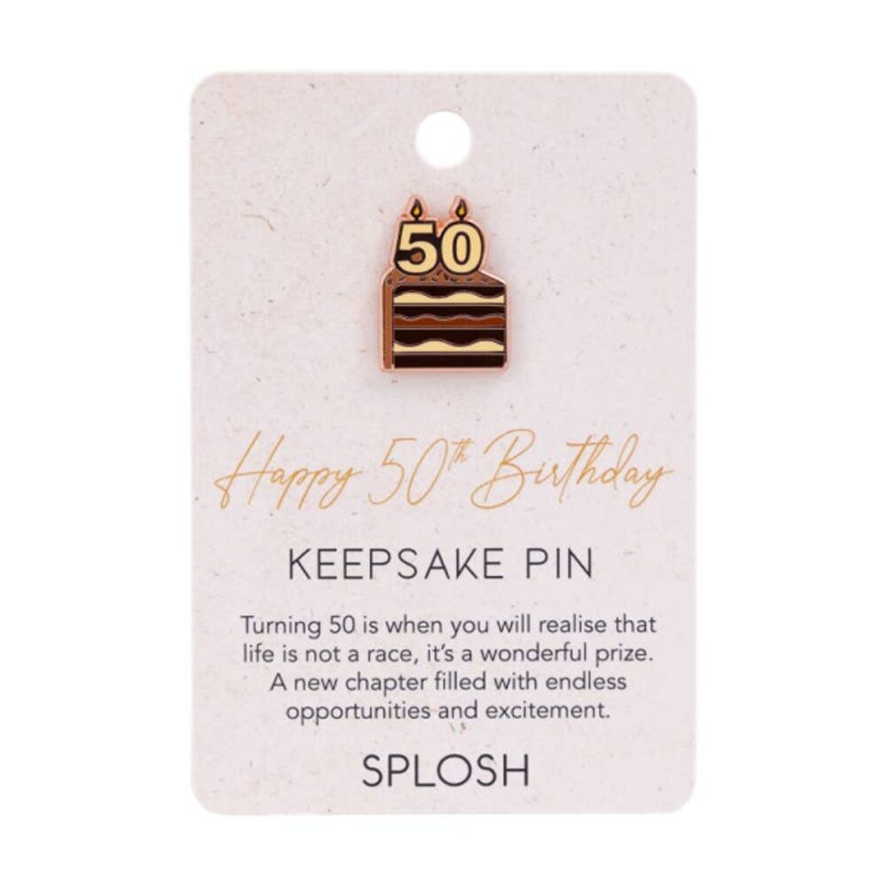 2PK Splosh 50th Birthday Keepsake Pin 3y+ Rose Gold Beige Brown 3x1x2.5cm