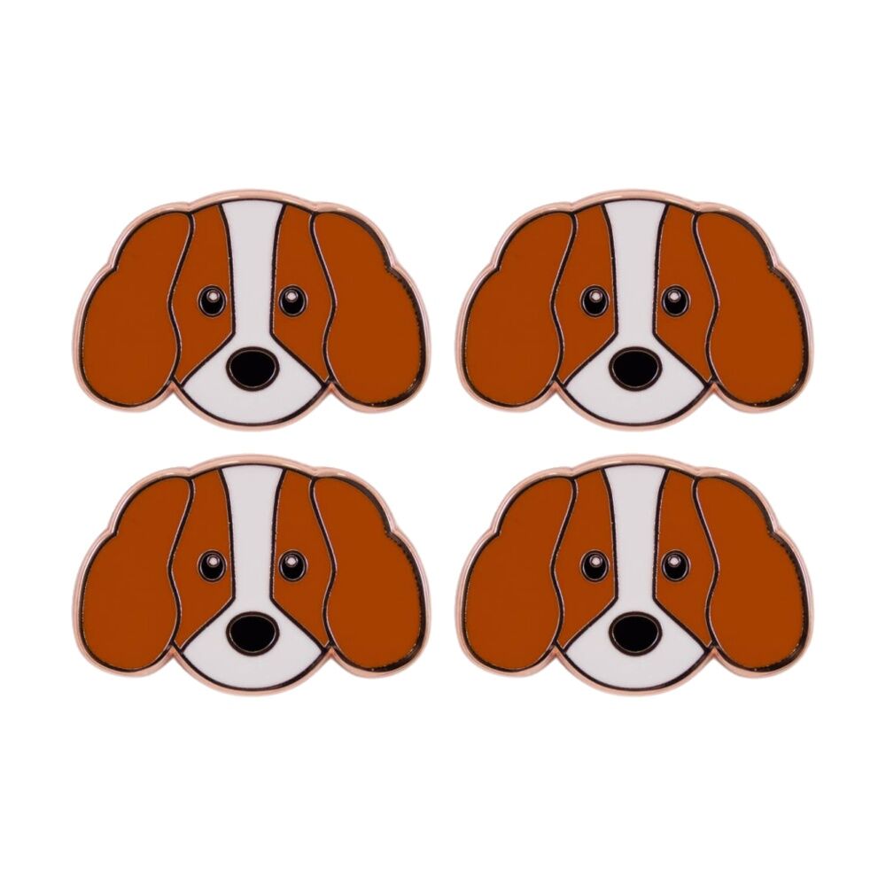 4PK Splosh Cavalier Keepsake Pin Enamel Rose Gold Brown White 3x1x2.5cm