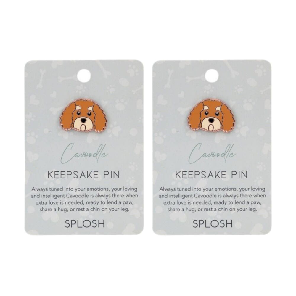 2PK Splosh Cavoodle Keepsake Pin Enamel Rose Gold Brown Beige 3x1x2.5cm