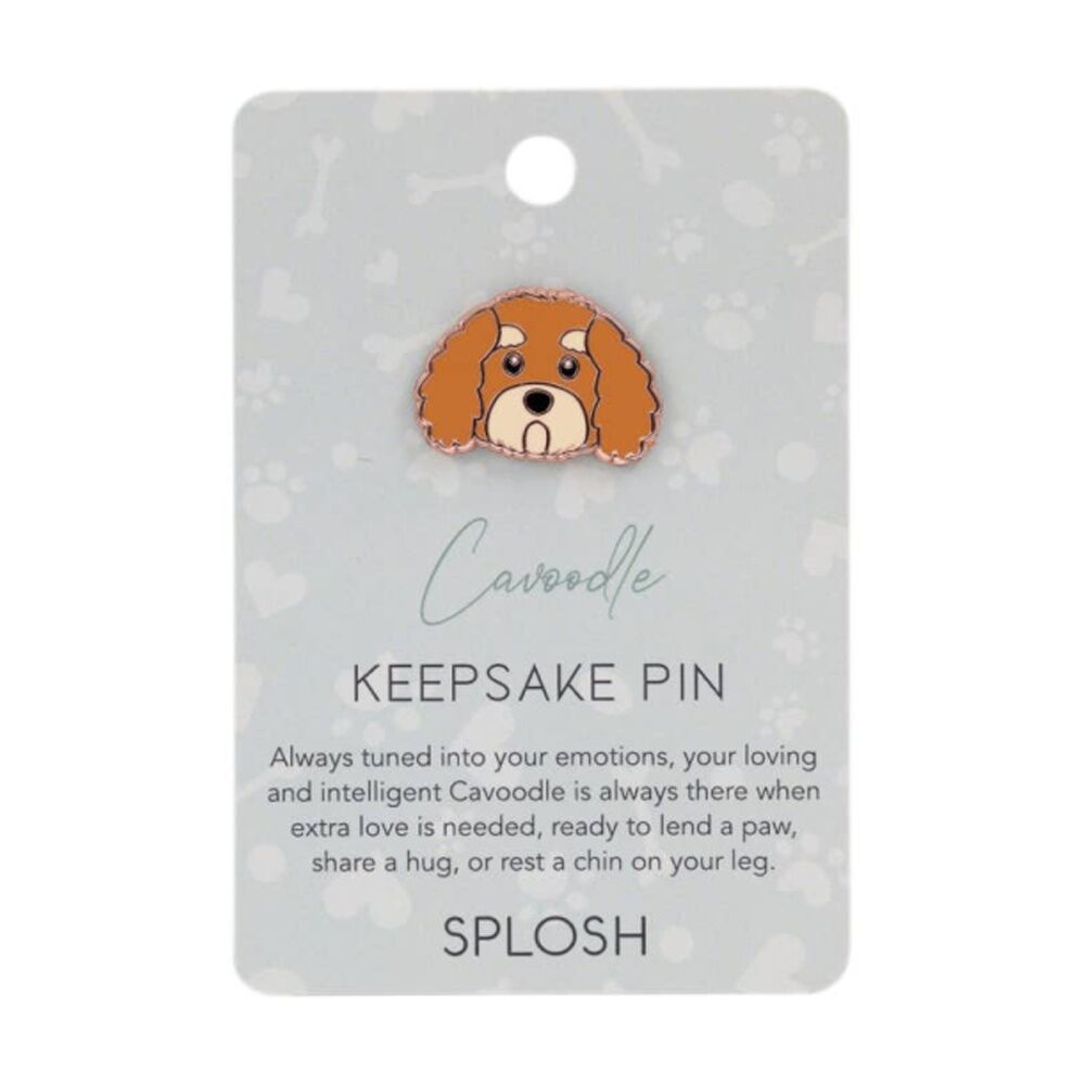 2PK Splosh Cavoodle Keepsake Pin Enamel Rose Gold Brown Beige 3x1x2.5cm