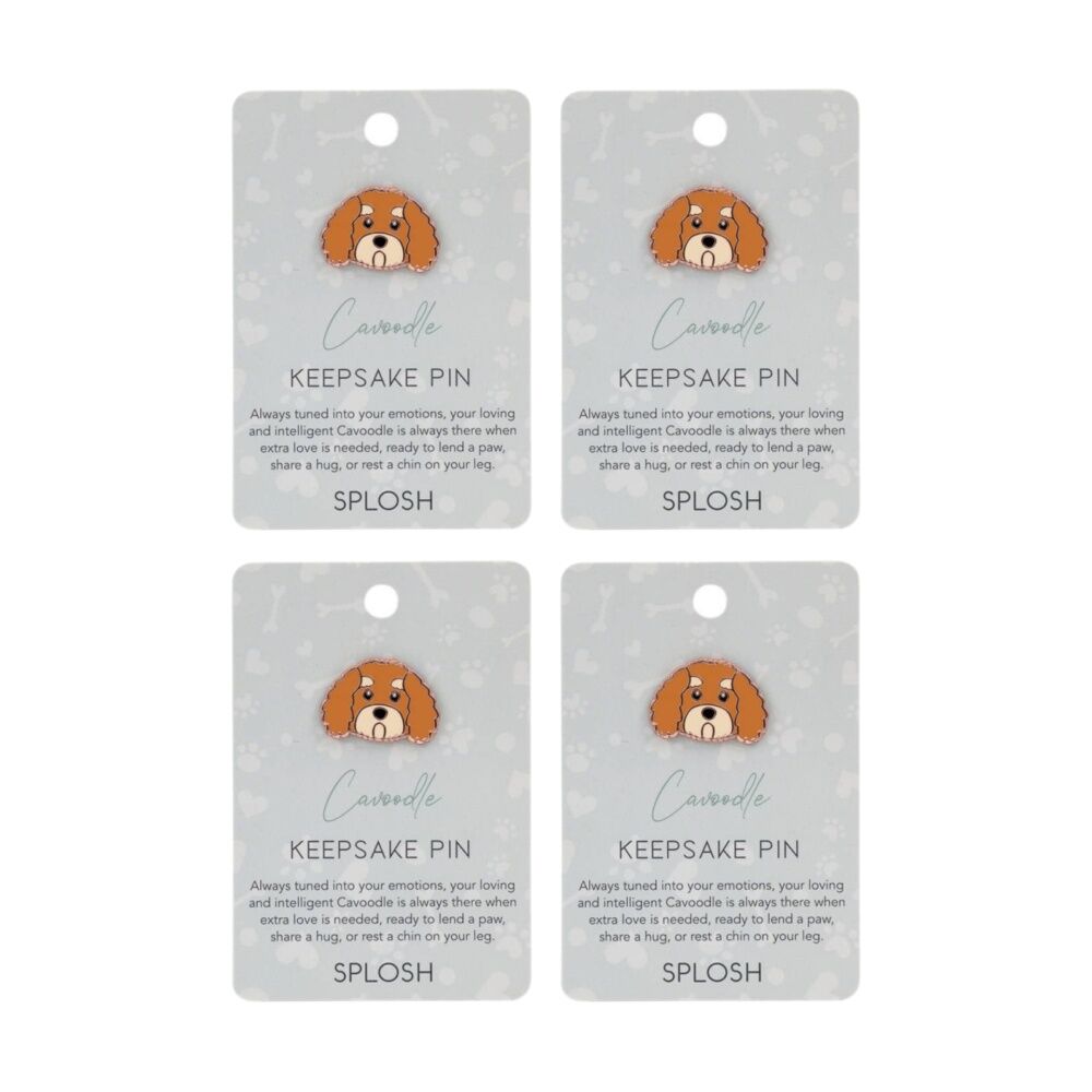 4PK Splosh Cavoodle Keepsake Pin Enamel Rose Gold Brown Beige 3x1x2.5cm
