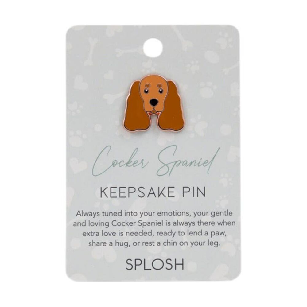 2PK Splosh Cocker Spaniel Keepsake Pin Enamel Rose Gold Brown 3x1x2.5cm