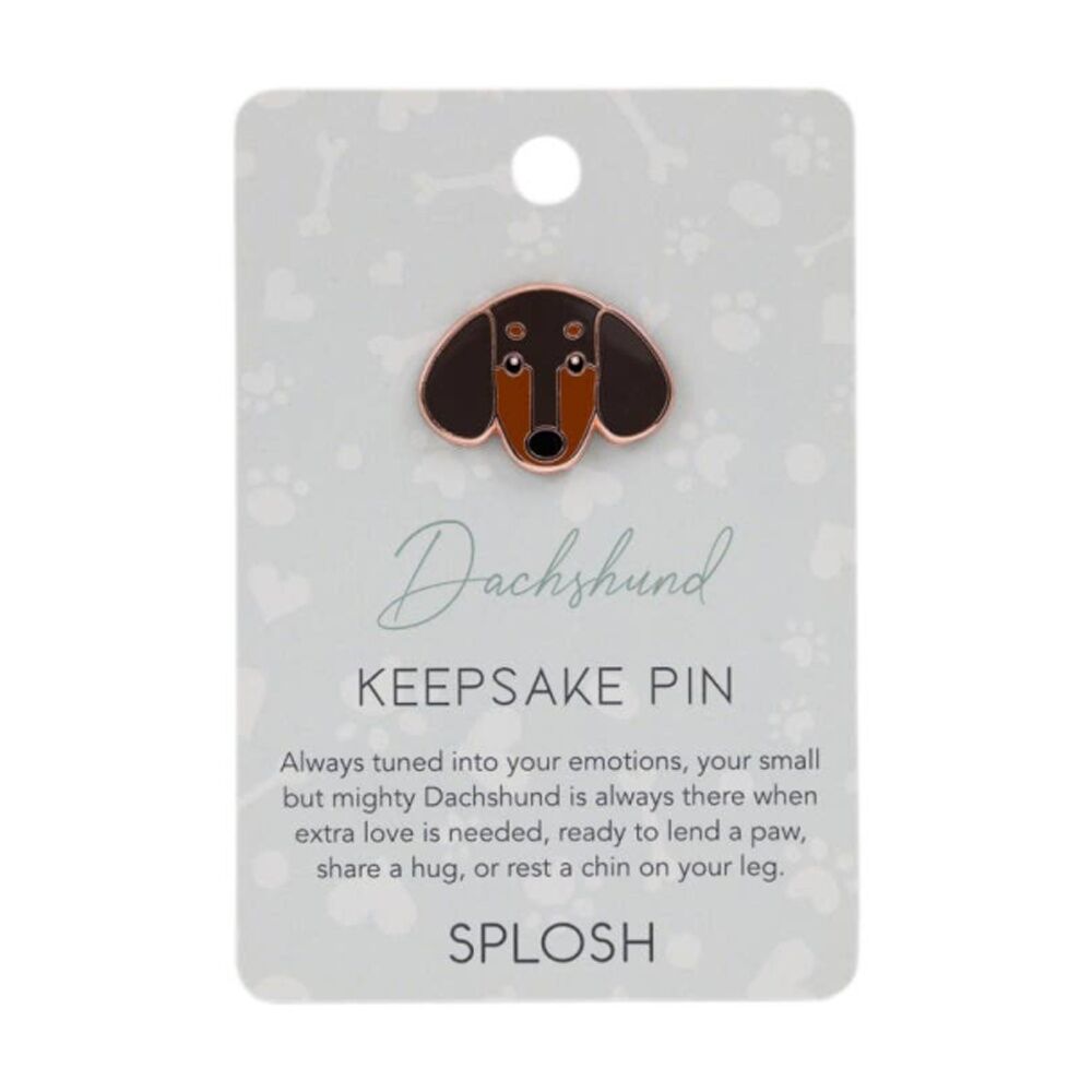 4PK Splosh Dachshund Keepsake Pin Enamel 3y+ Rose Gold Brown 3x1x2.5cm