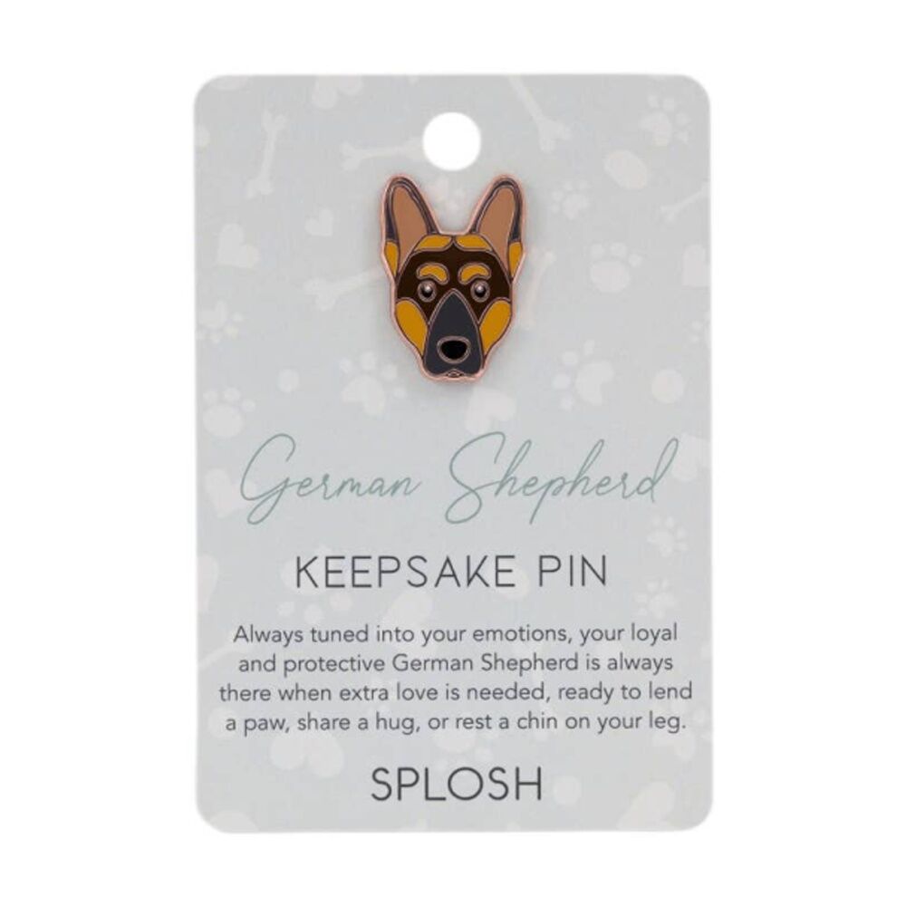 4PK Splosh German Shepherd Keepsake Pin Enamel Brown Rose Gold 3x1x2.5cm